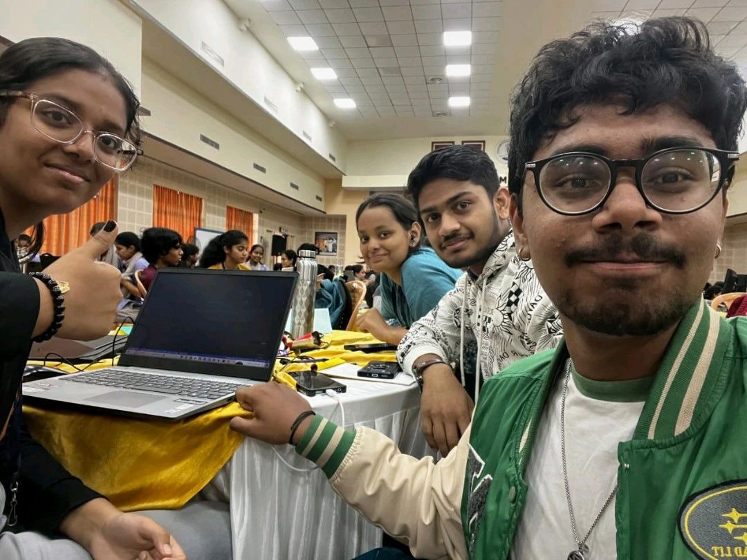 A candid team selfie from the event