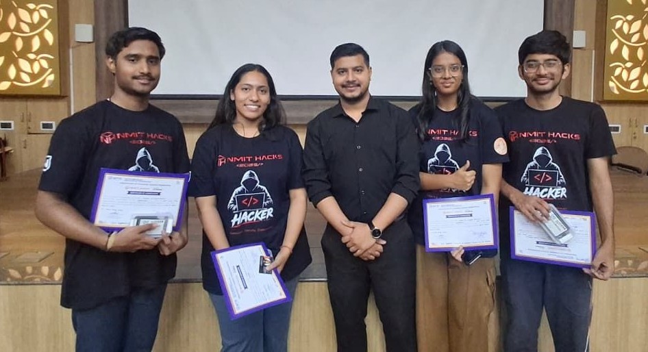 Hackathon teammates celebrating with their certificates